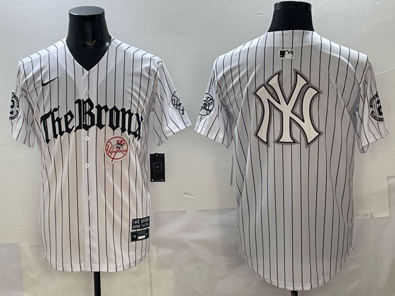 Men 2025 New York Yankees Blank White Stripe Five generations Joint Name Nike MLB Jersey style 029->new york yankees->MLB Jersey
